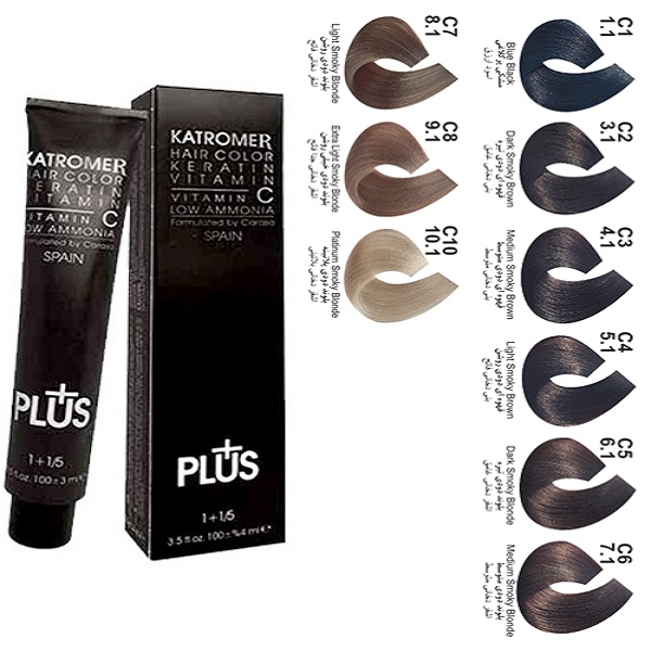 رنگ مو کاترومر سری دودی  شماره c2 حجم 100 میلی لیتر رنگ قهوه ای دودی تیره