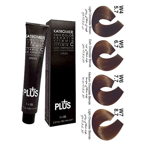 رنگ مو کاترومر سری شکلاتی  شماره W4 حجم 100 میلی لیتر رنگ قهوه ای شکلاتی روشن