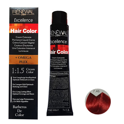 رنگ مو رنوال شماره 7.46 حجم 150 میلی لیتر رنگ بلوند مسی قرمز