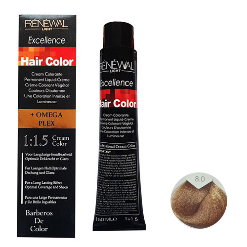 رنگ مو رنوال شماره 8.0 حجم 150 میلی لیتر رنگ بلوند روشن
