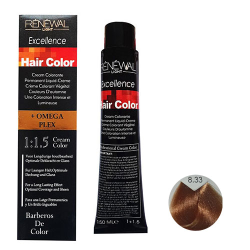 رنگ مو رنوال شماره 8.33 حجم 150 میلی لیتر رنگ عسلی روشن