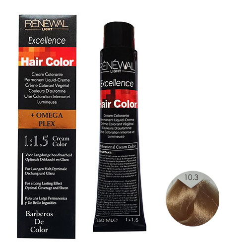 رنگ مو رنوال شماره 10.3 حجم 150 میلی لیتر رنگ بلوند طلایی خیلی روشن