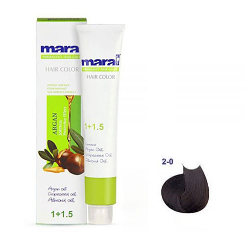 رنگ مو مارال سری طبیعی حجم 100 میلی لیتر شماره 2.0 رنگ قهوه ای مشکی