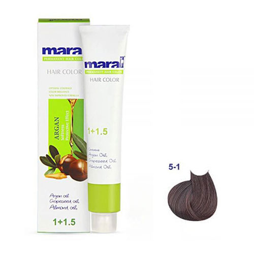 رنگ مو مارال سری دودی حجم 100 میلی لیتر شماره 5.1 رنگ قهوه ای دودی روشن