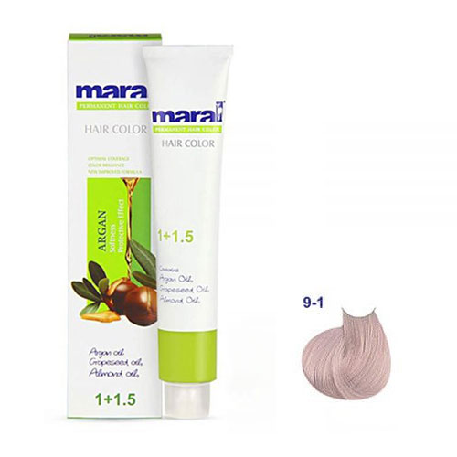 رنگ مو مارال سری دودی حجم 100 میلی لیتر شماره 9.1 رنگ بلوند دودی خیلی روشن