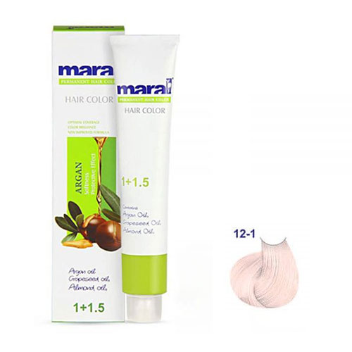 رنگ مو مارال سری دودی حجم 100 میلی لیتر شماره 12.1 رنگ بلوند دودی خیلی خیلی روشن