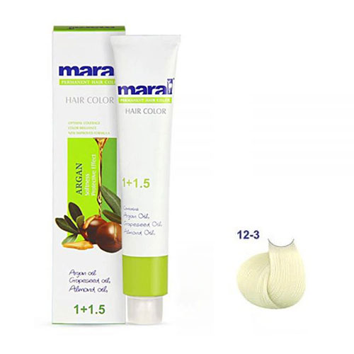 رنگ مو مارال سری زیتونی حجم 100 میلی لیتر شماره 12.3 رنگ بلوند زیتونی خیلی خیلی روشن