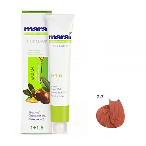 رنگ مو مارال سری مسی حجم 100 میلی لیتر شماره 7.7 رنگ بلوند مسی متوسط