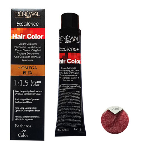 رنگ مو رنوال شماره 5.66 حجم 150 میلی لیتر رنگ قرمز شاه بلوطی روشن قوی