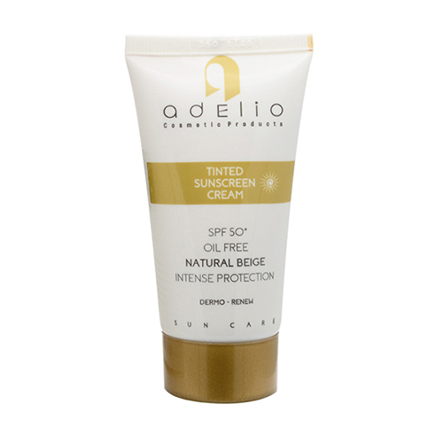 کرم ضد افتاب رنگی مناسب پوست چرب بژ طبیعی با SPF 50 ادلیو ADELIO